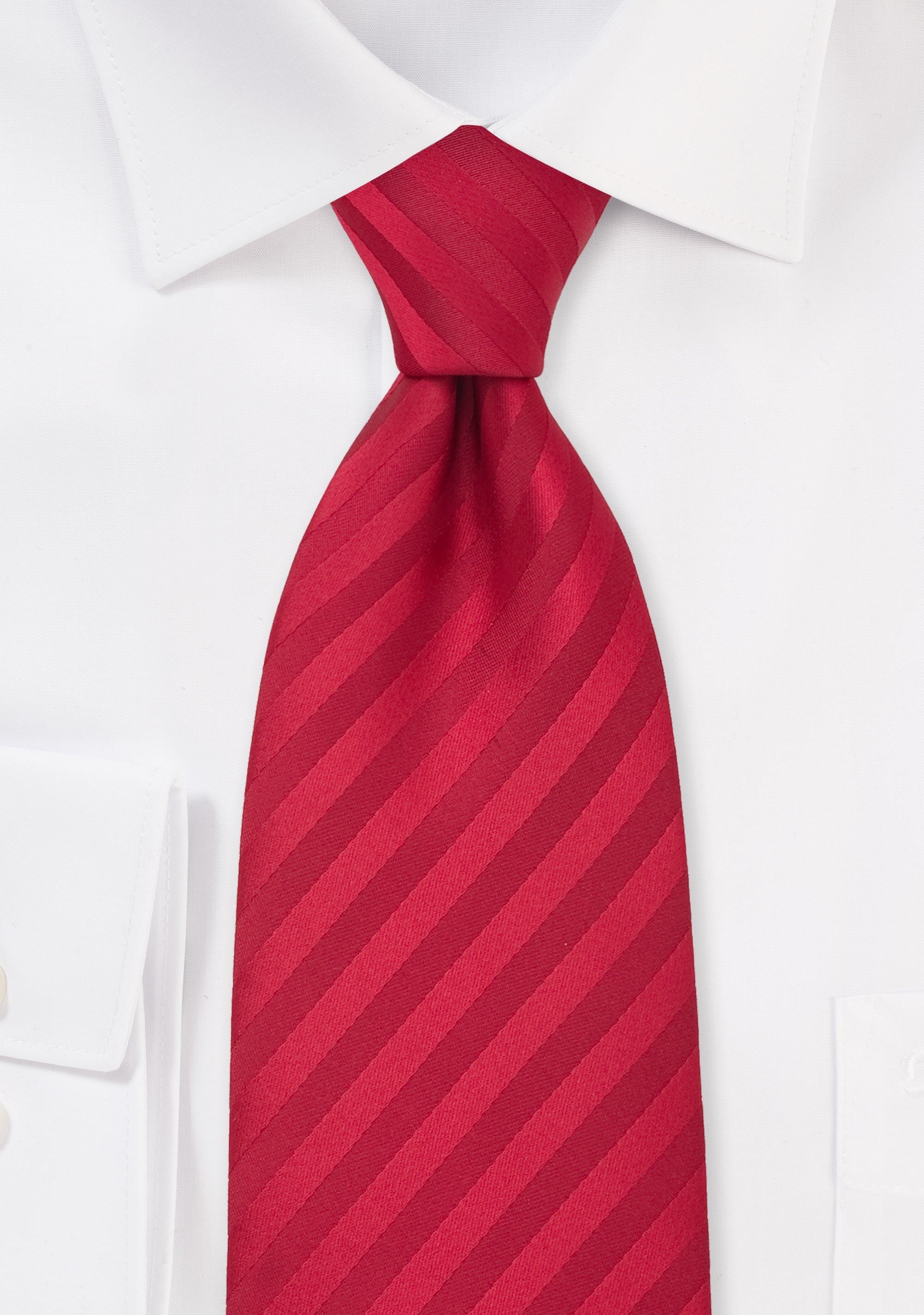 Tonal Red Narrow Striped Necktie