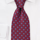 Merlot Red and Royal Blue Polka Dot Necktie