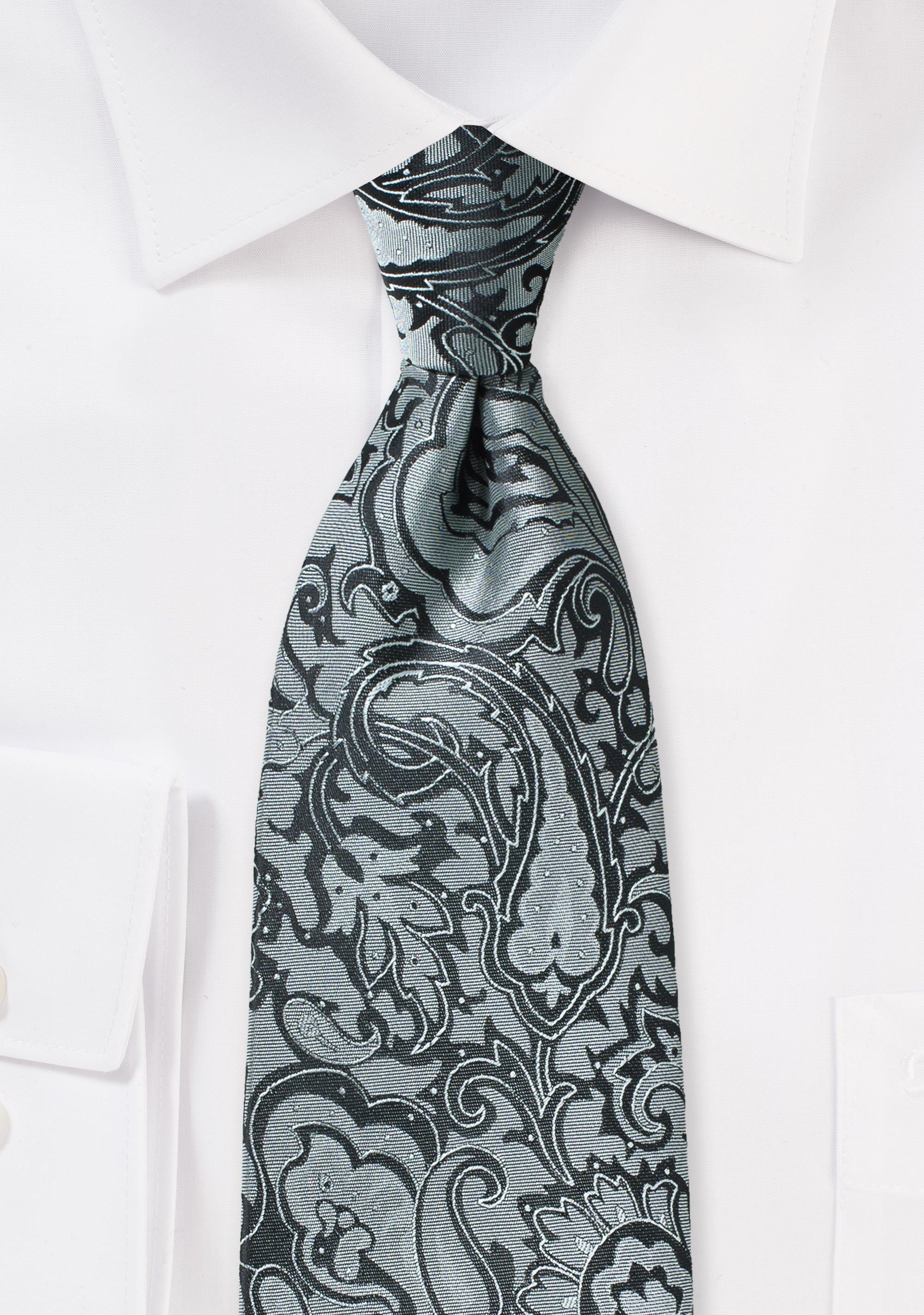 Charcoal Floral Paisley Necktie