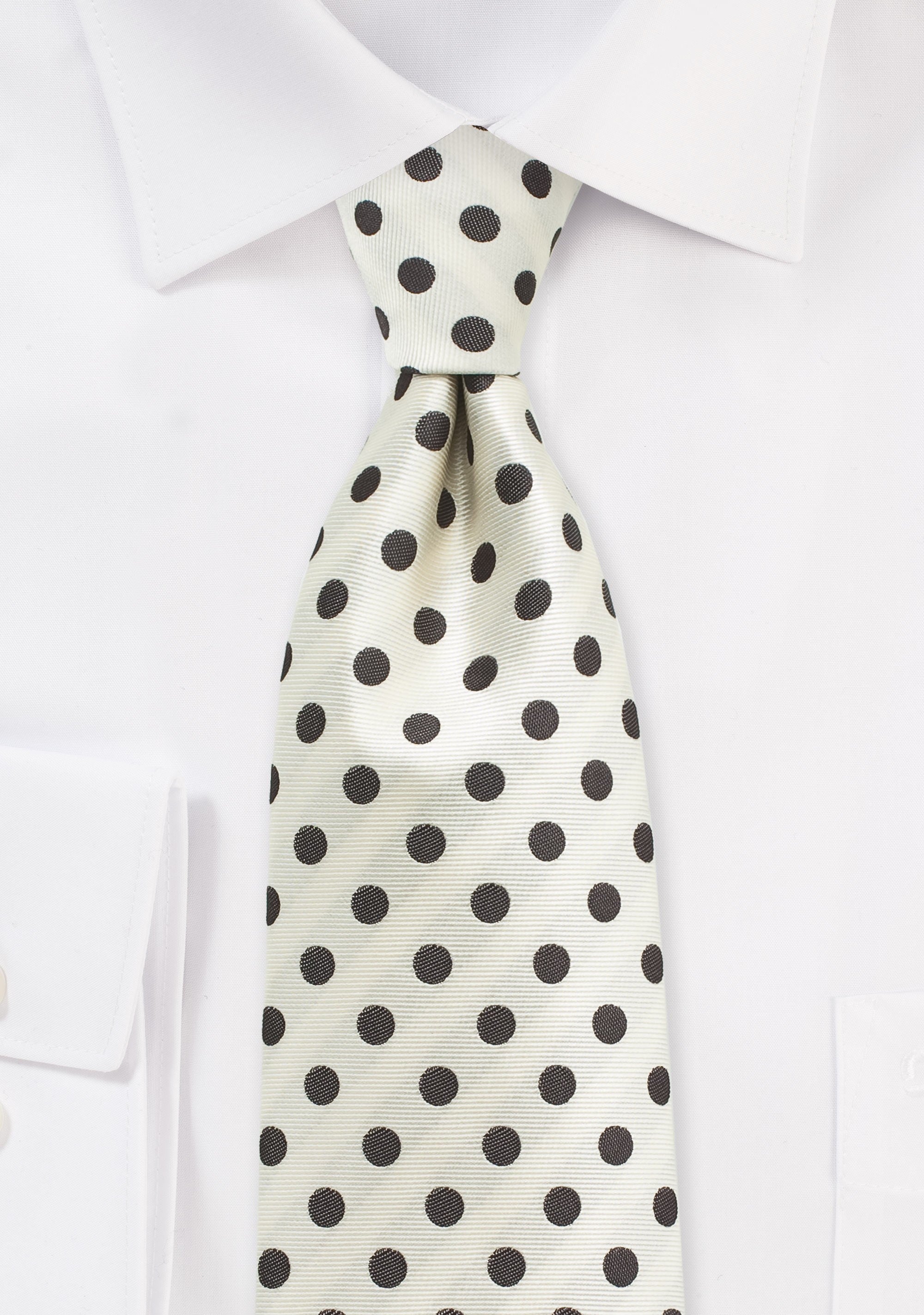Ivory and Brown Polka Dot Necktie
