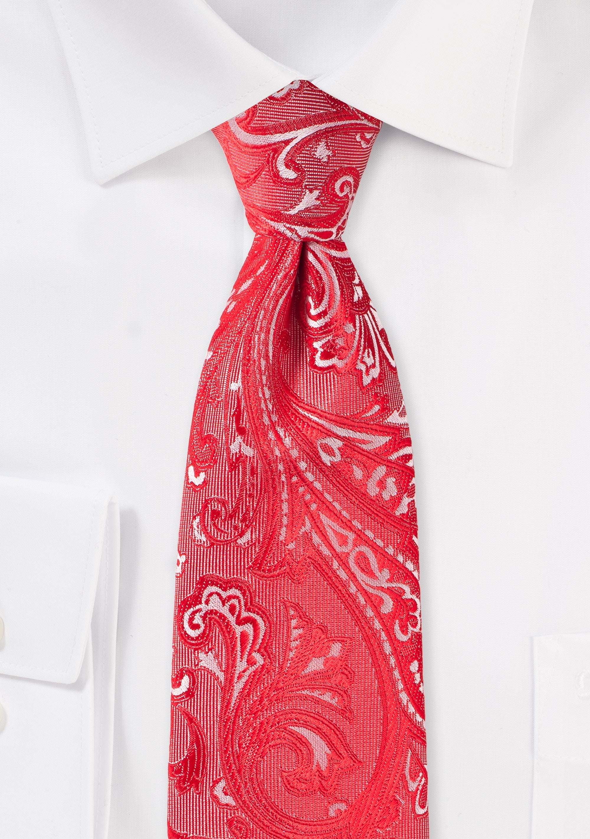 Poppy Red Proper Paisley Necktie