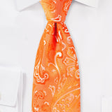 Mandarin Orange Proper Paisley Necktie