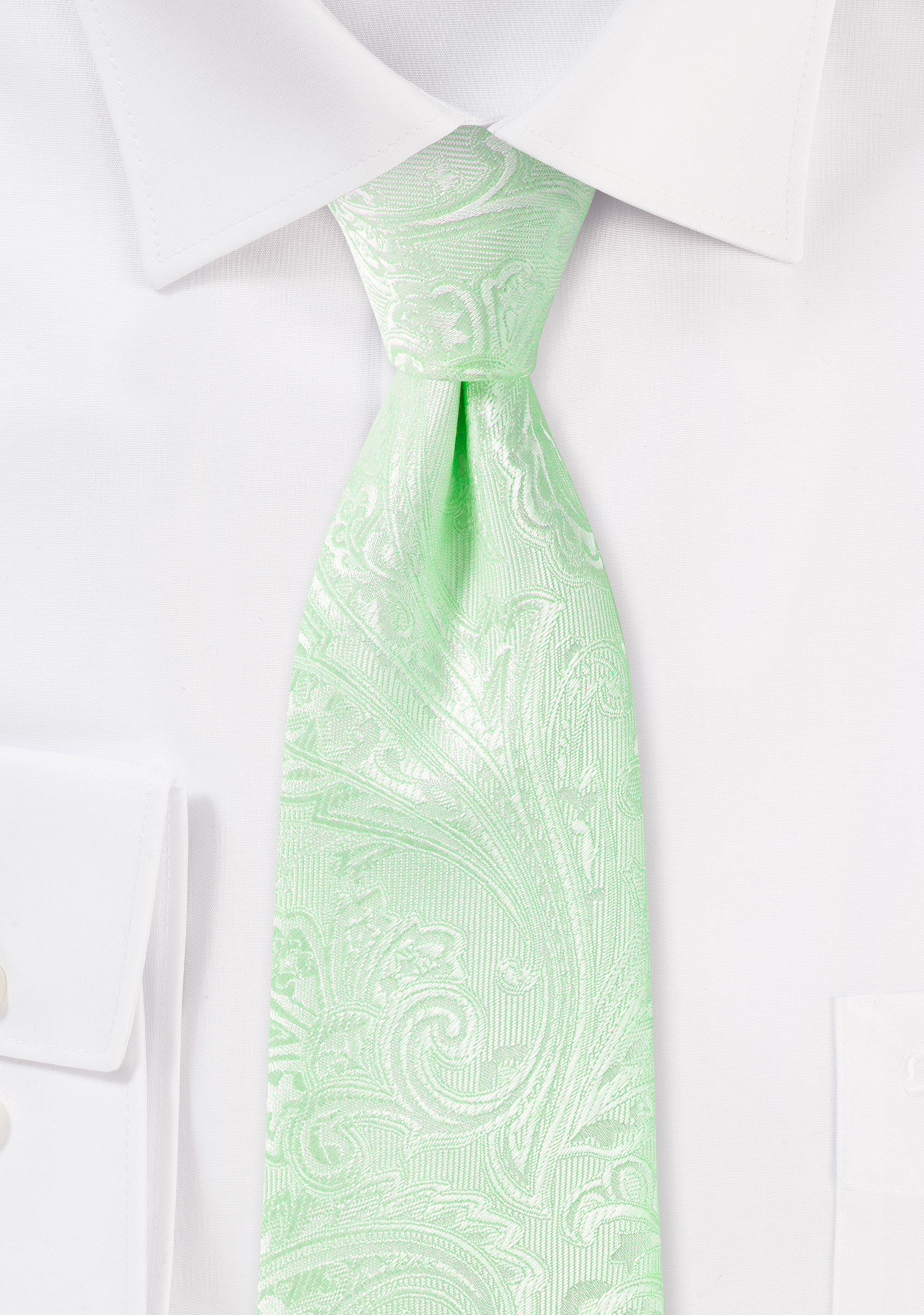 Sea Foam Green Proper Paisley Necktie