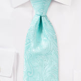 Robins Egg Blue Proper Paisley Necktie