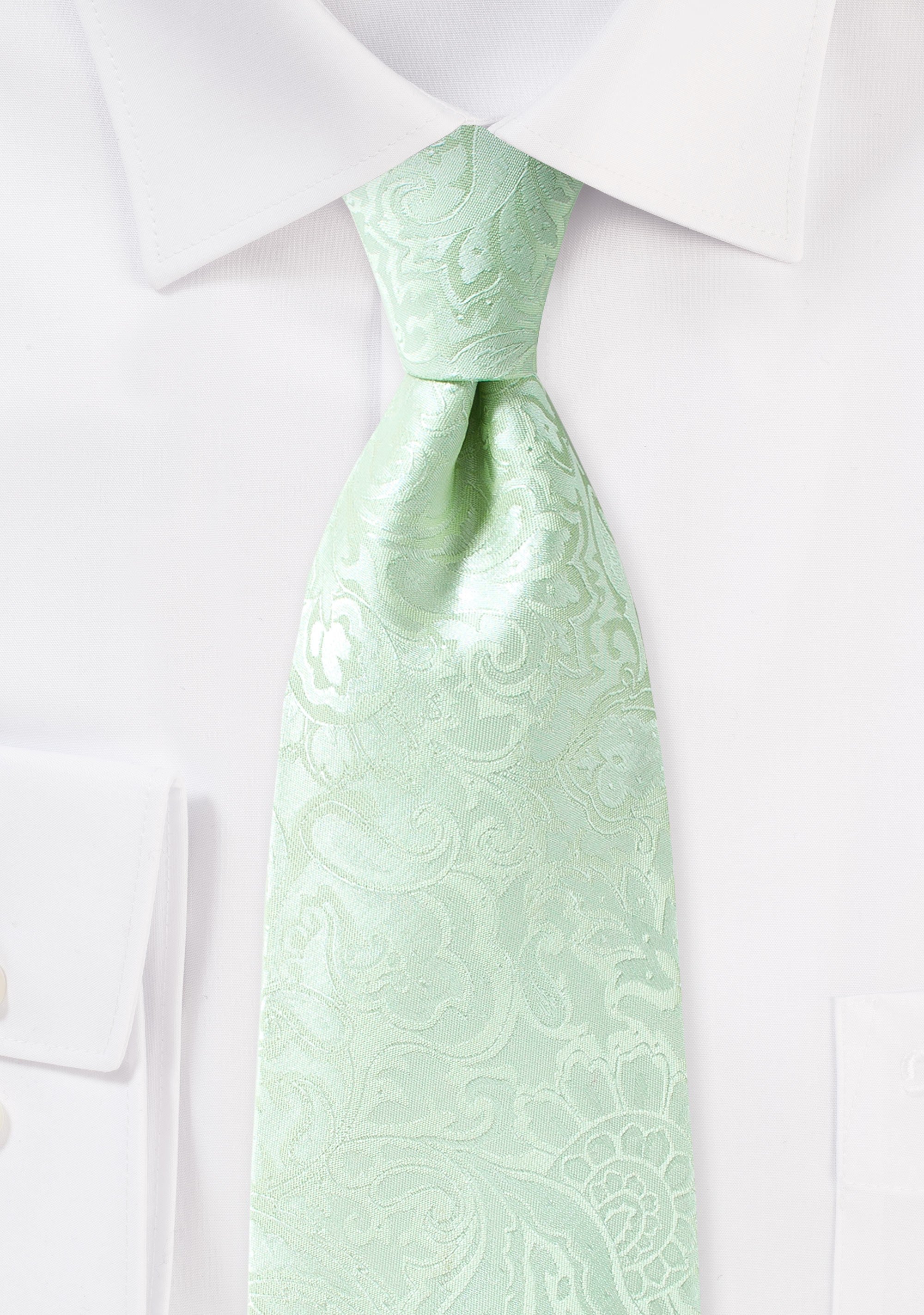 Winter Mint Floral Paisley Necktie
