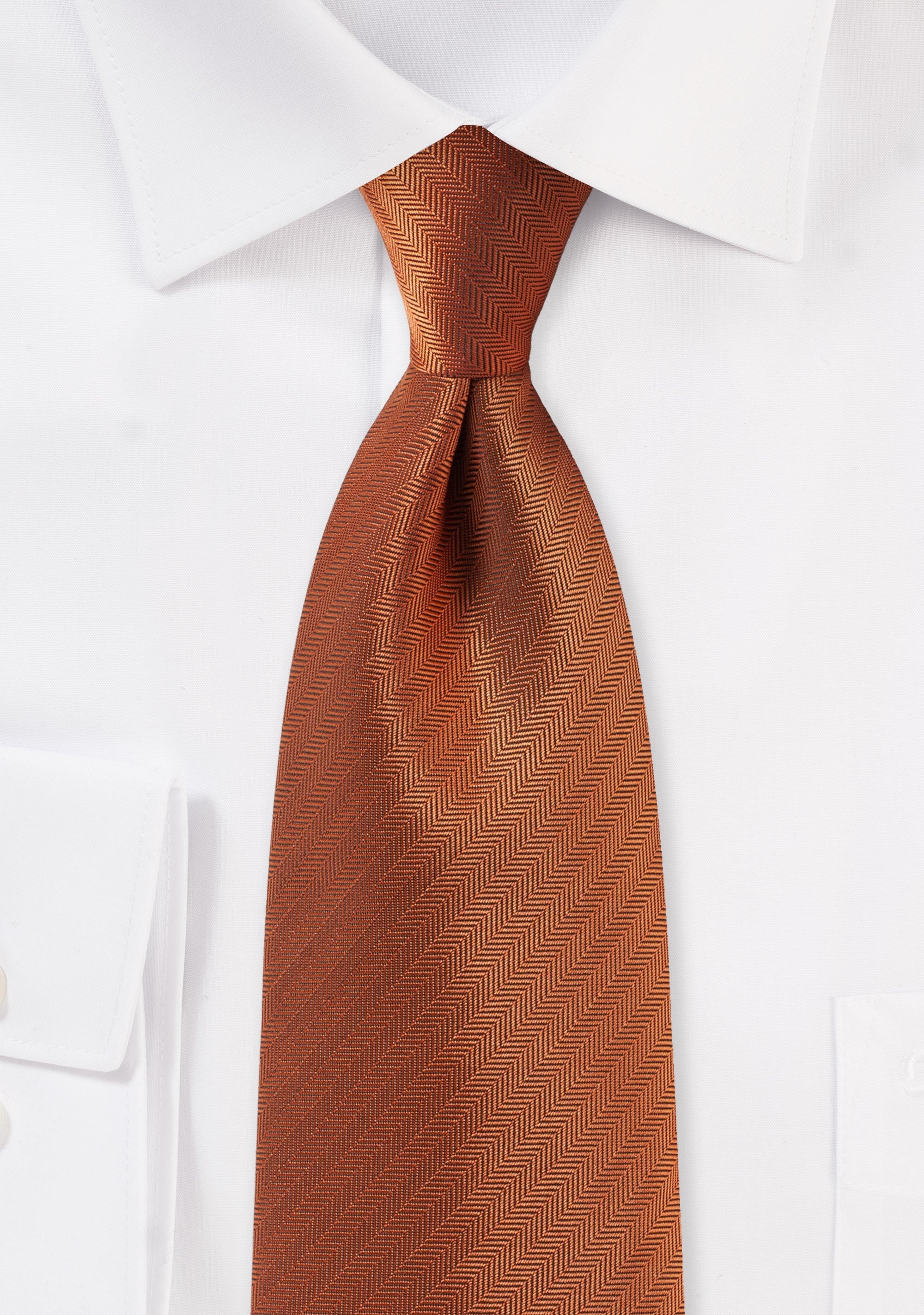 Burnt Orange Herringbone Necktie