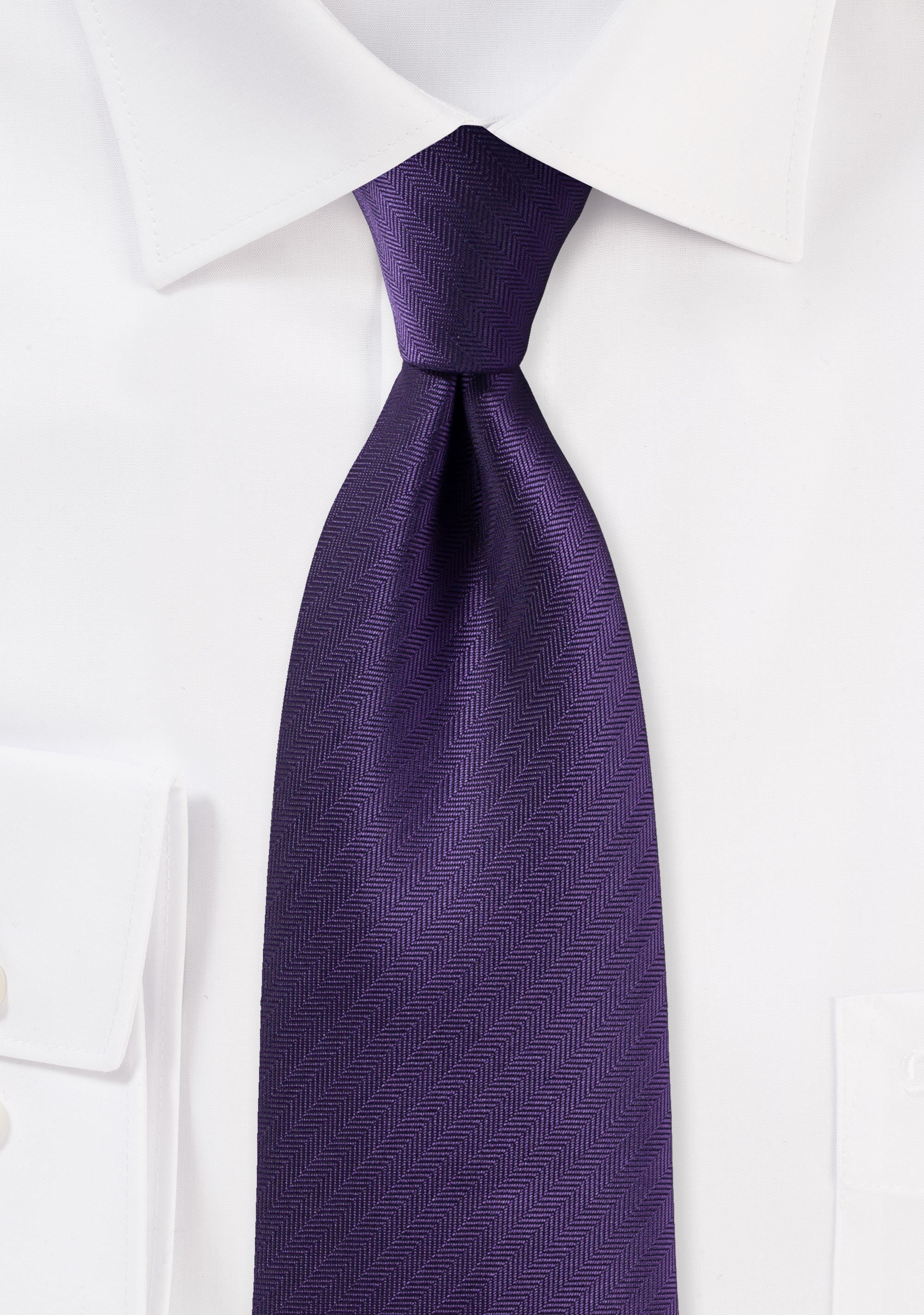 Regency Purple Herringbone Necktie