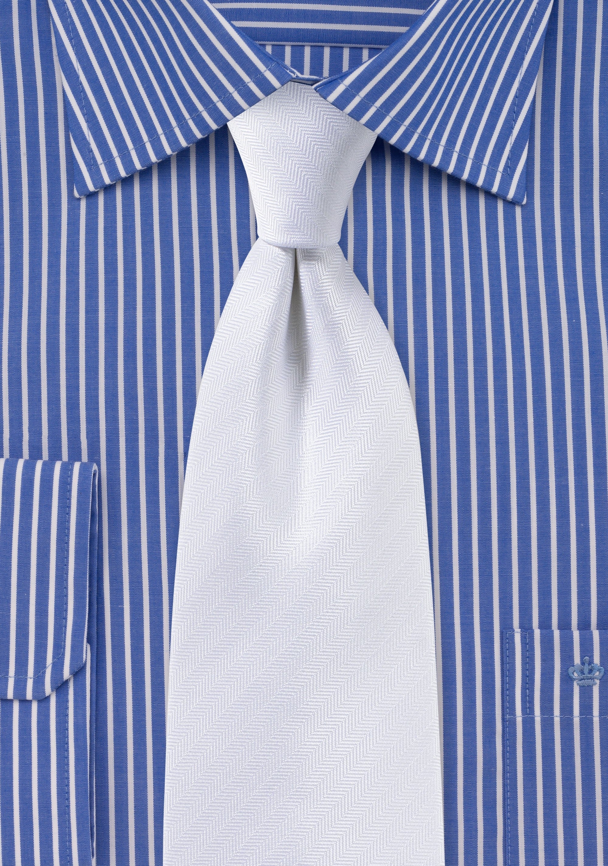 White Herringbone Necktie