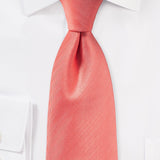 Neon Coral Herringbone Necktie