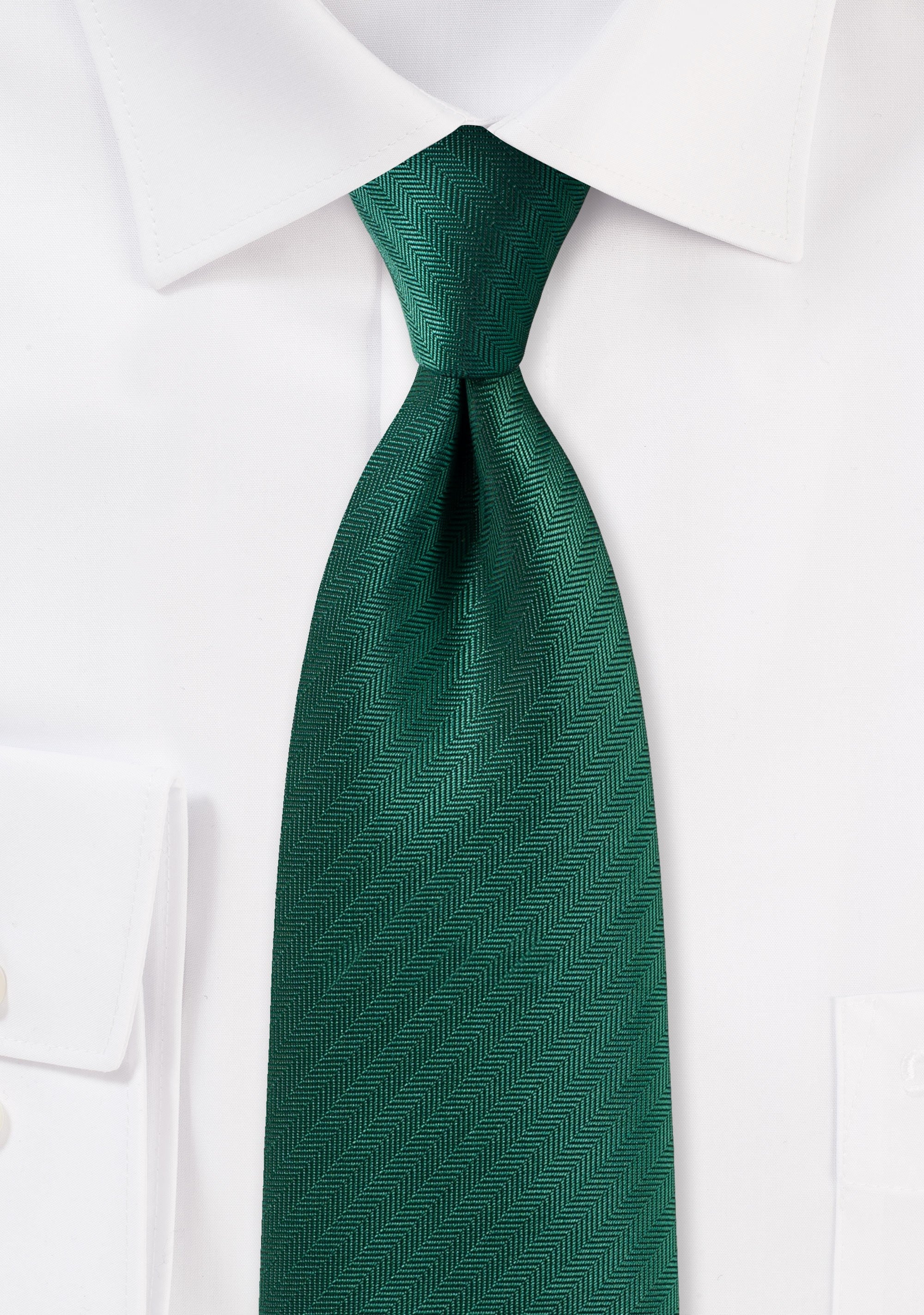 Hunter Green Herringbone Necktie