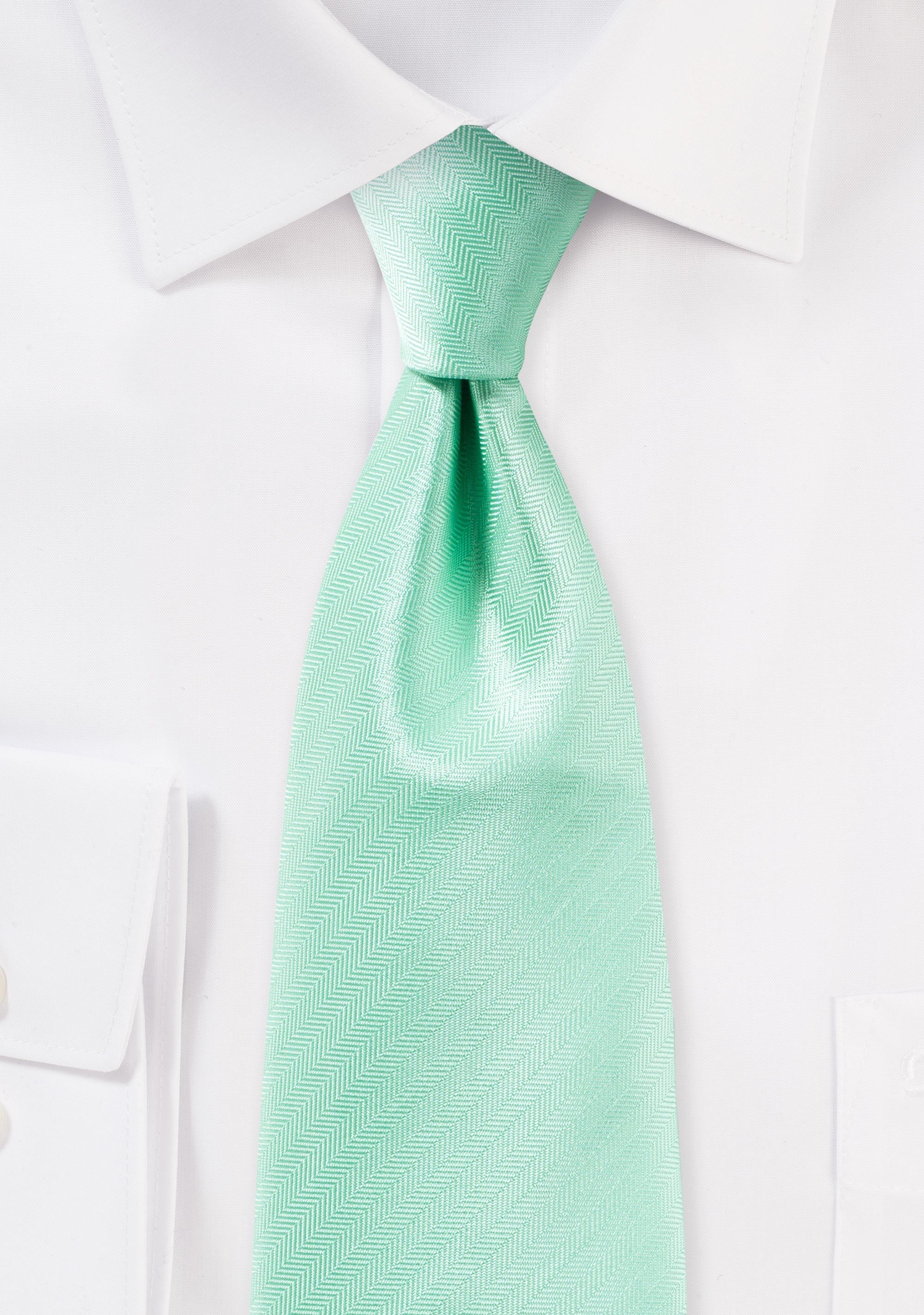 Mint Herringbone Necktie