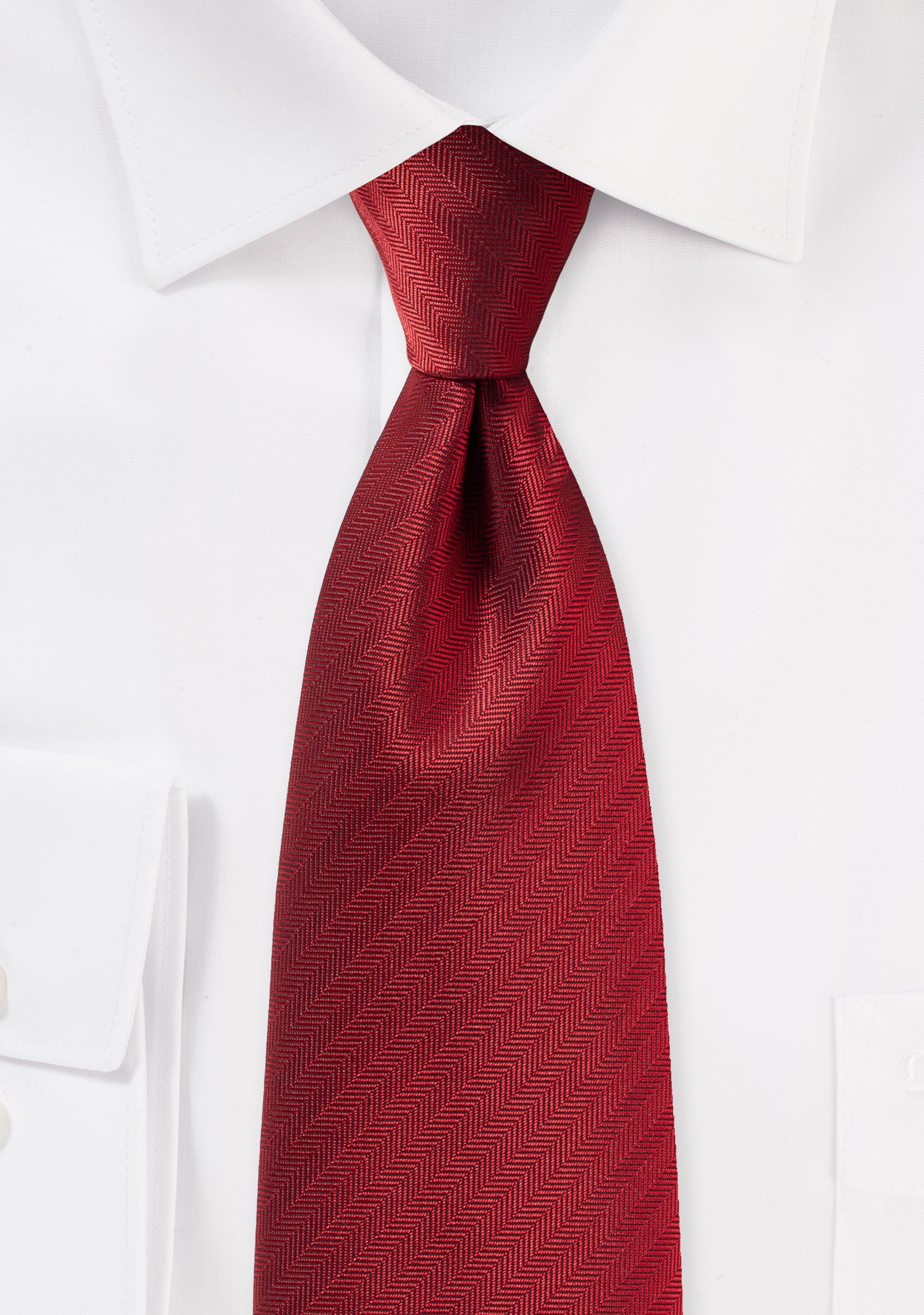 Cherry Red Herringbone Necktie