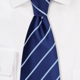 Navy and Light Blue Narrow Striped Necktie