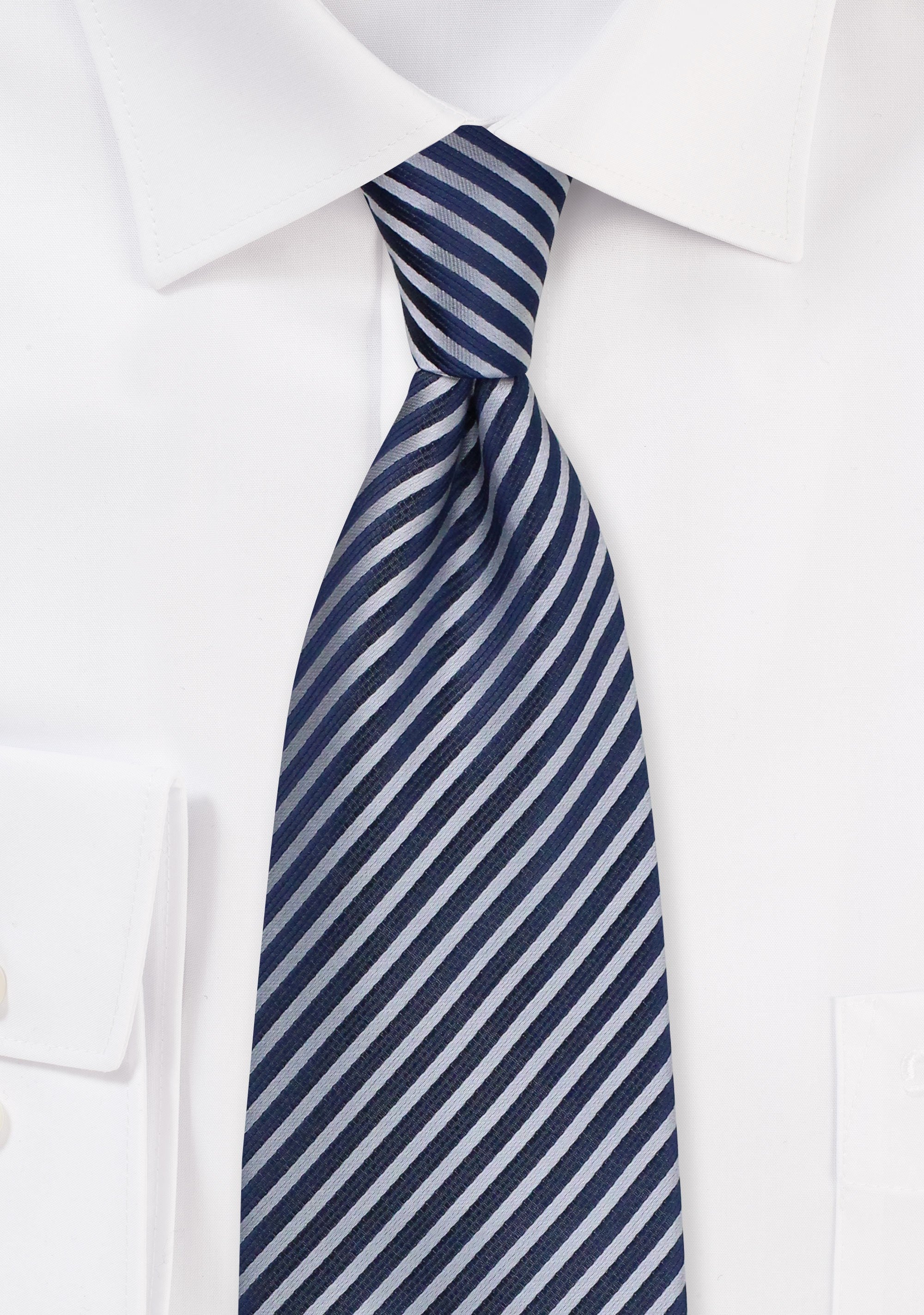 Midnight Blue Narrow Striped Necktie