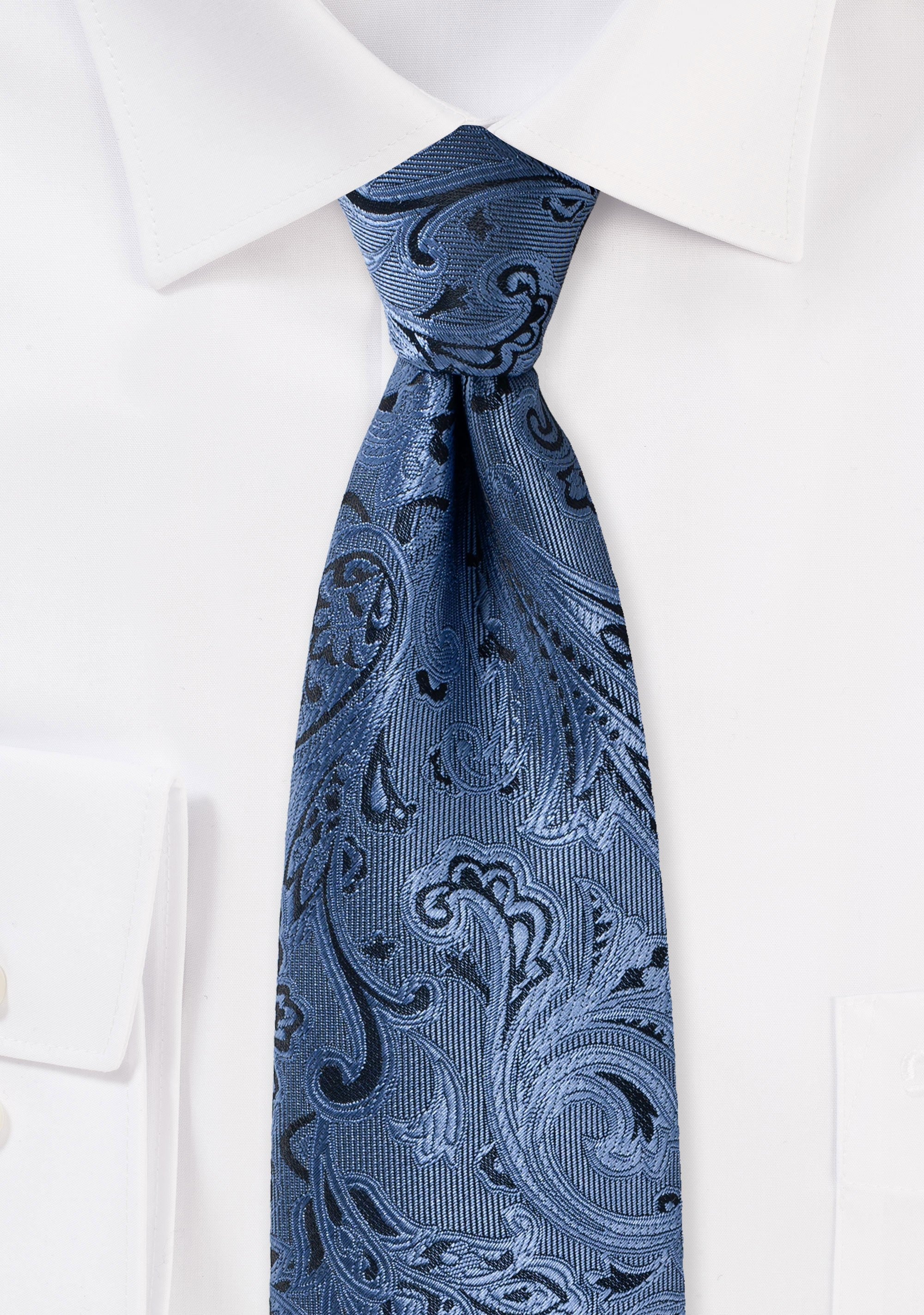 Steel Blue Proper Paisley Necktie