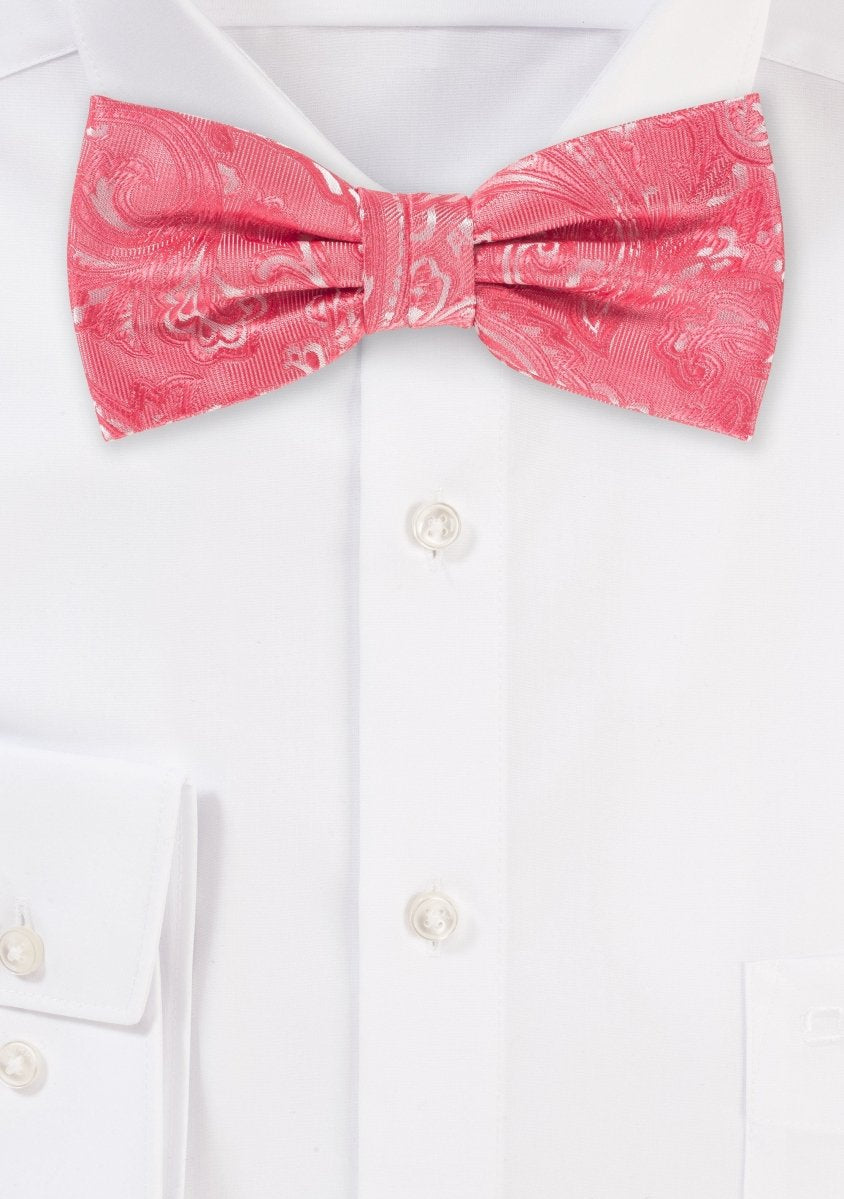 Caribbean Coral Proper Paisley Bowtie - MenSuits