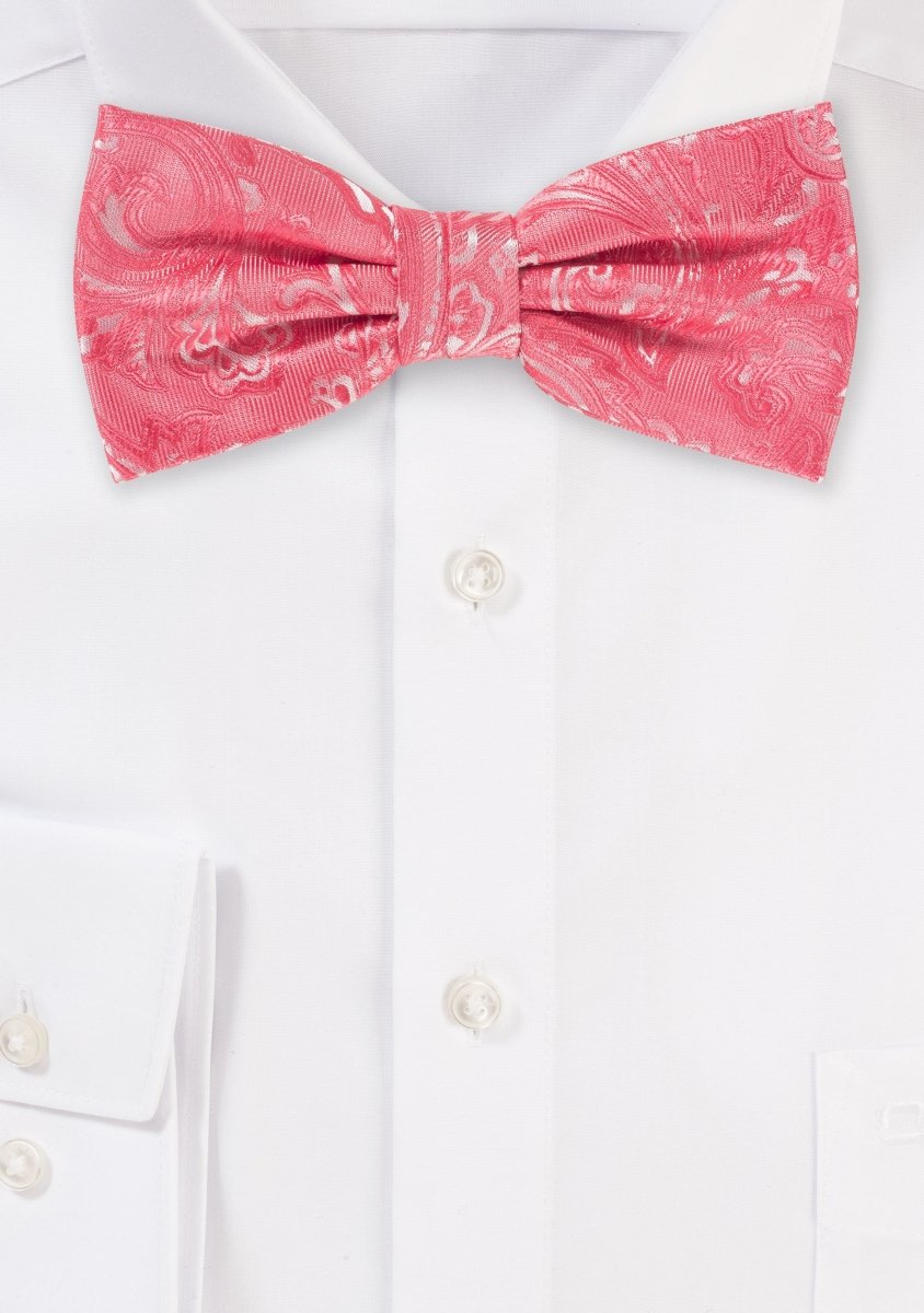 Caribbean Coral Proper Paisley Bowtie - MenSuits