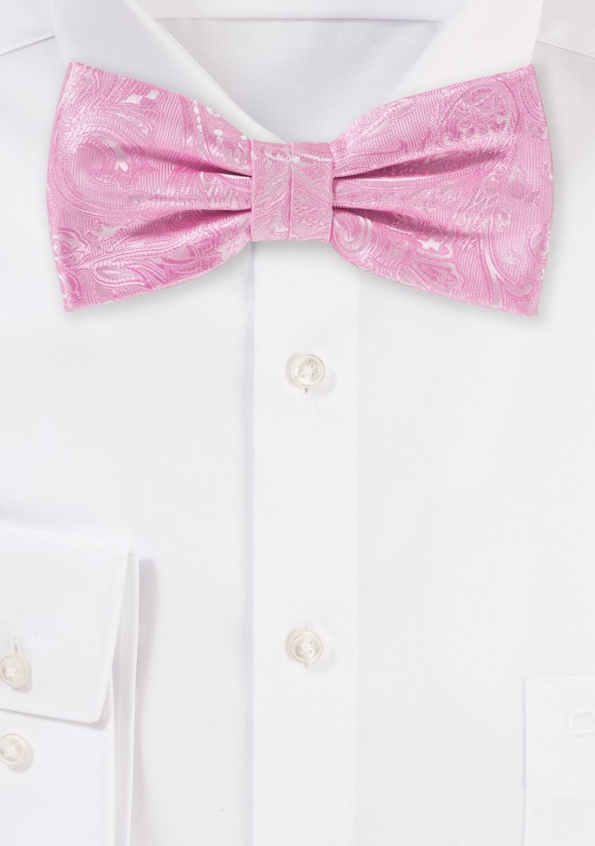Carnation Pink Proper Paisley Bowtie - MenSuits