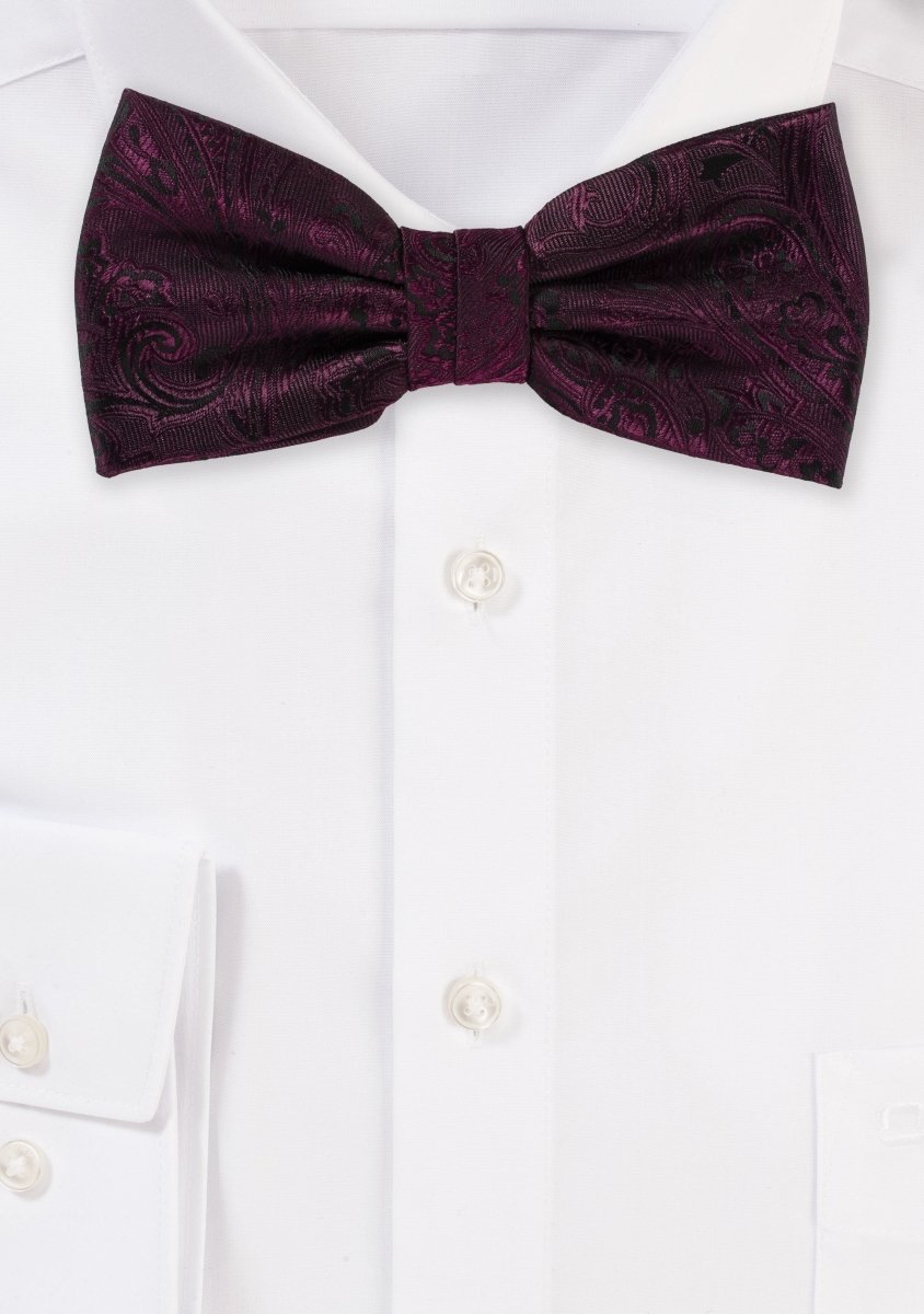Claret Red Proper Paisley Bowtie - MenSuits
