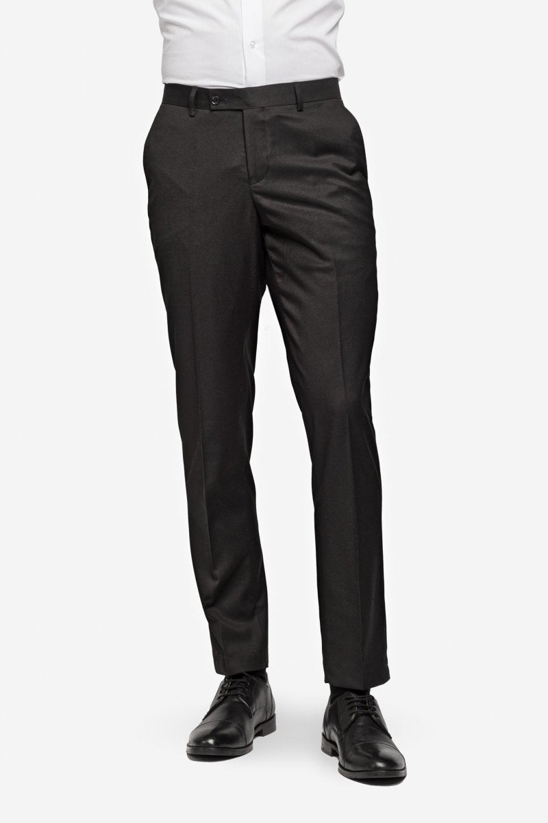 Classic Black Flat-Front Pants - MenSuits
