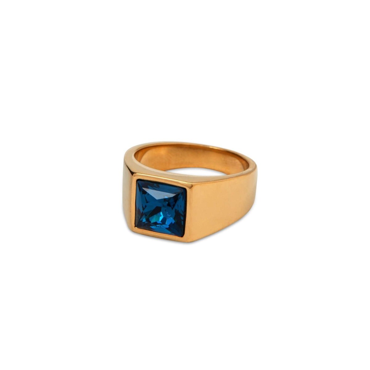 Embedded Crystal Gold Ring - MenSuits