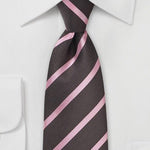 Espresso and Pink Repp&Regimental Striped Bowtie - MenSuits