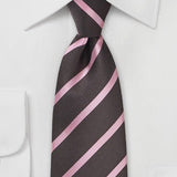 Espresso and Pink Repp&Regimental Striped Bowtie - MenSuits