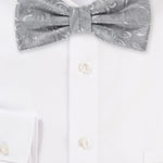 Festive Silver Proper Paisley Bowtie - MenSuits