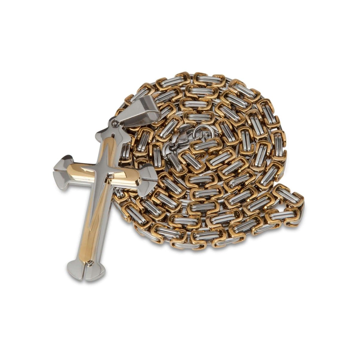 Gold and Silver Cross Necklace - MenSuits