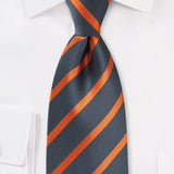 Gray and Orange Repp&Regimental Striped Bowtie - MenSuits