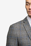 Gray Blue Flannel Plaid 3 Piece Suit - MenSuits