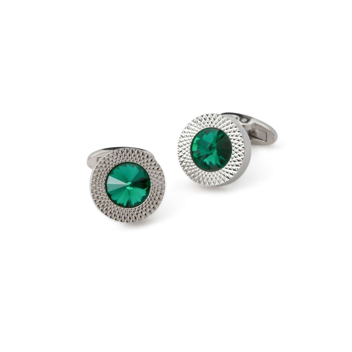 Green Emerald Bezzled Cufflinks - MenSuits