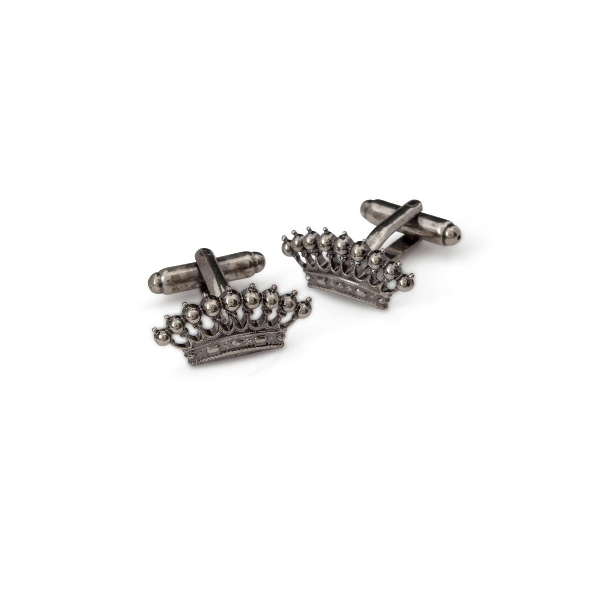 Gun Metal Crown Cufflinks - MenSuits