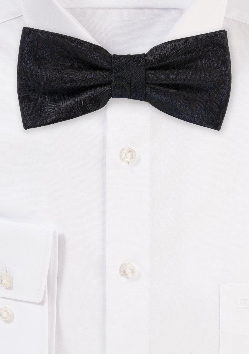 Jet Black Proper Paisley Bowtie - MenSuits