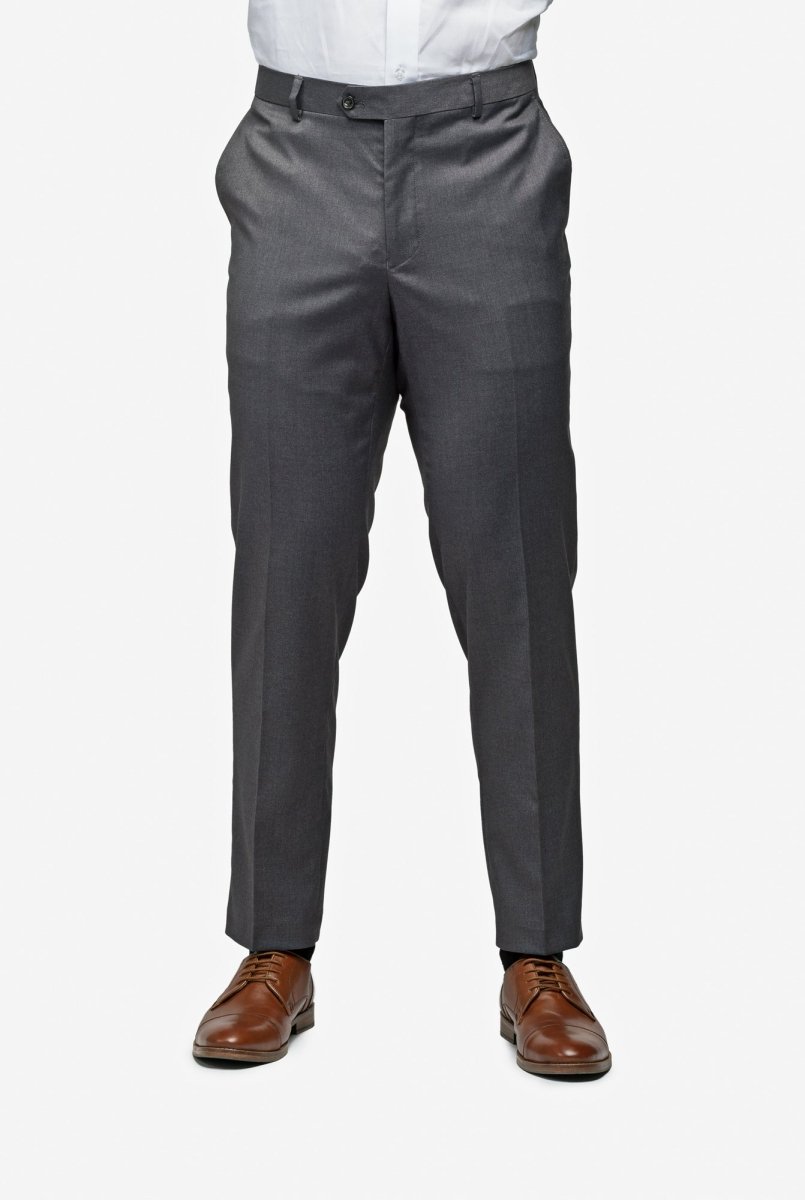 Medium Gray Flat-Front Pants - MenSuits