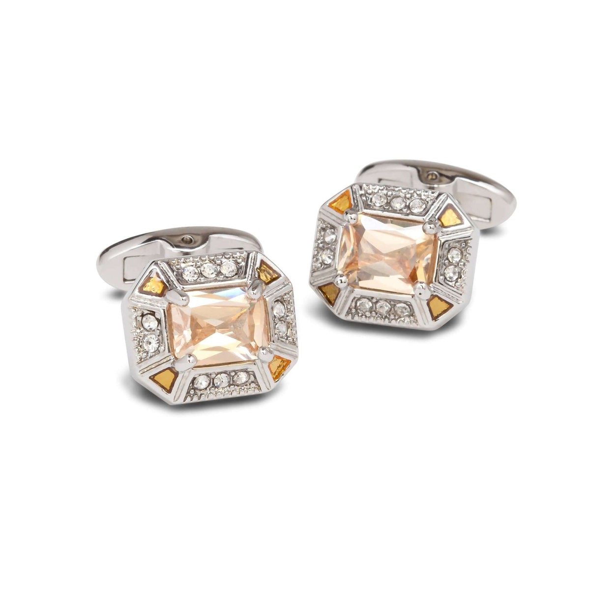 Orange Quartz Bezzled Cufflinks - MenSuits