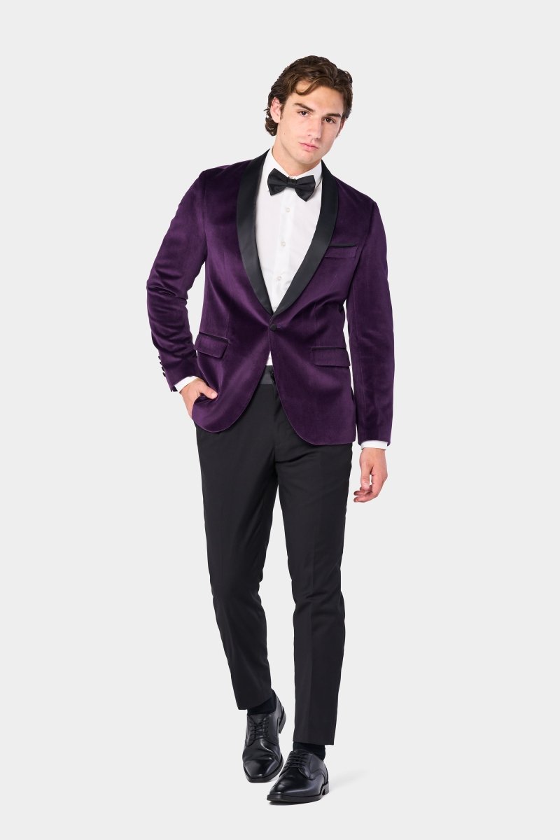 Regency Purple Velvet Shawl Lapel Tuxedo - MenSuits