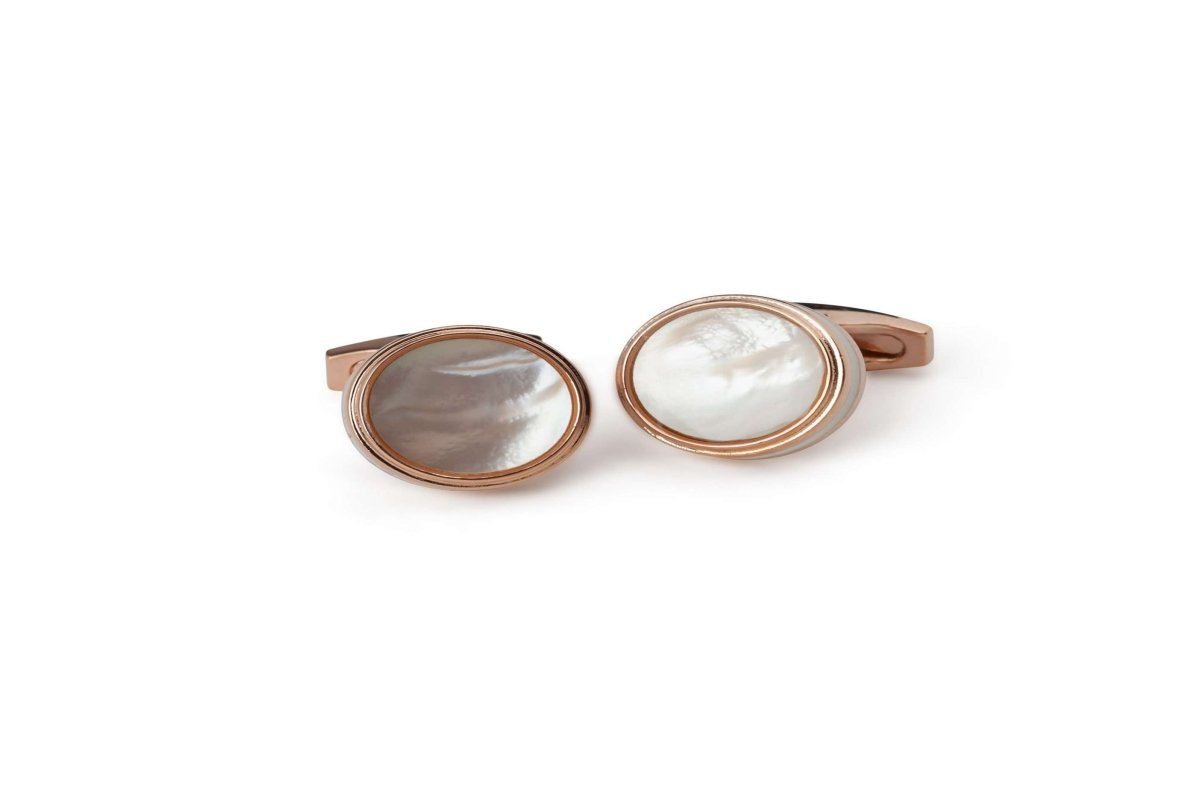 Rose Gold Mother of Pearl Cufflinks - MenSuits