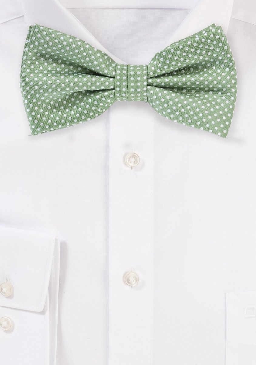Sage Pin Dot Bowtie - MenSuits