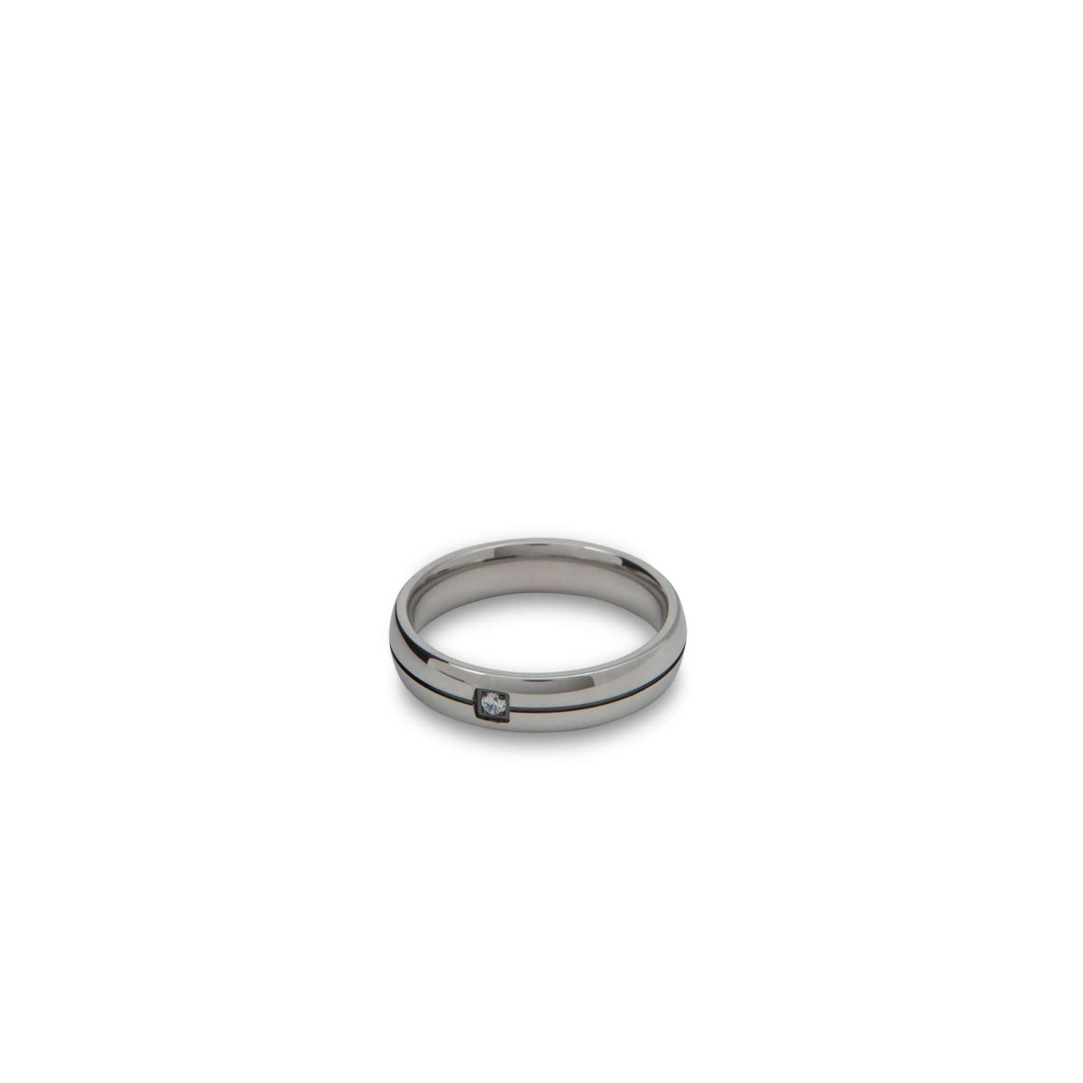 Silver Band with Embedded Diamond Ring - MenSuits