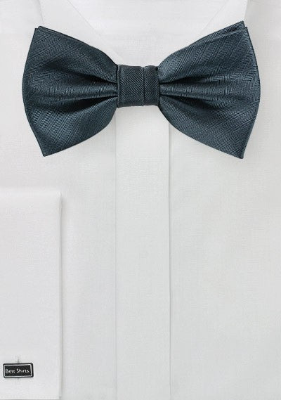 Smoke Gray Herringbone Bowtie - MenSuits