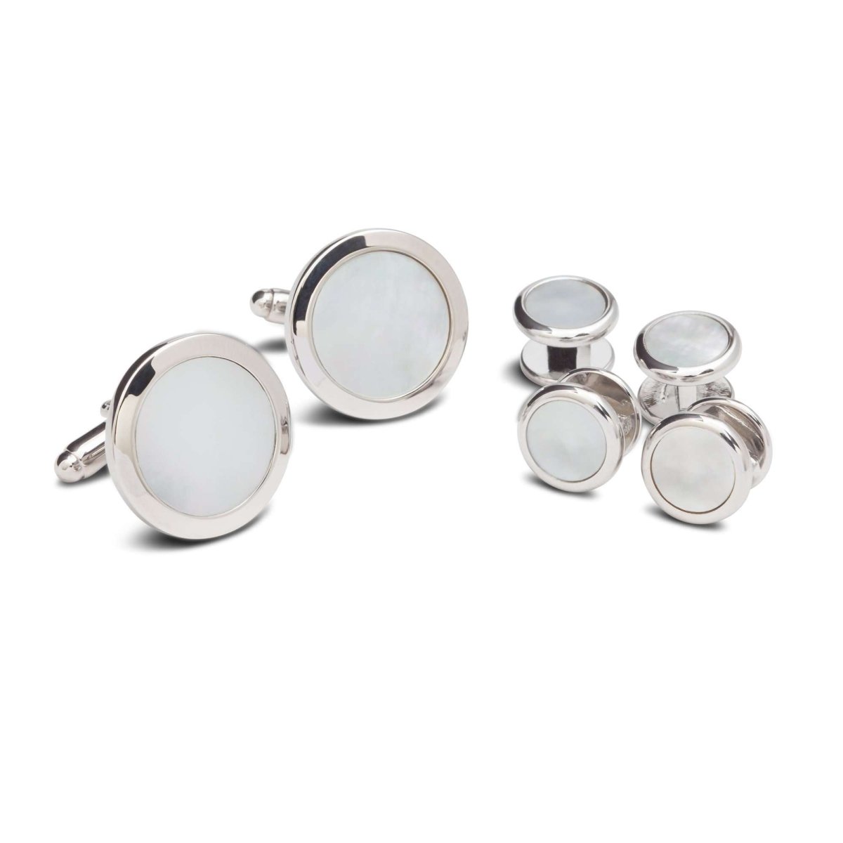 Smooth Pearl Cufflinks and Studs - MenSuits