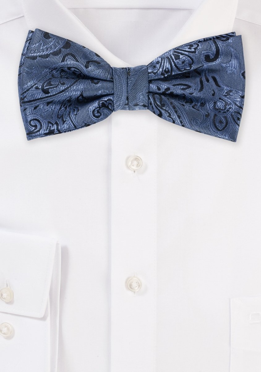 Steel Blue Proper Paisley Bowtie - MenSuits