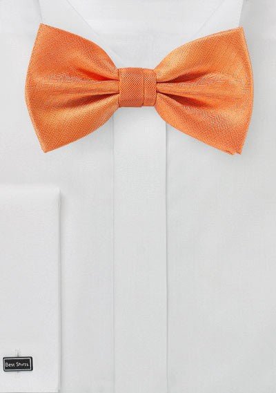 Tangerine Herringbone Bowtie - MenSuits