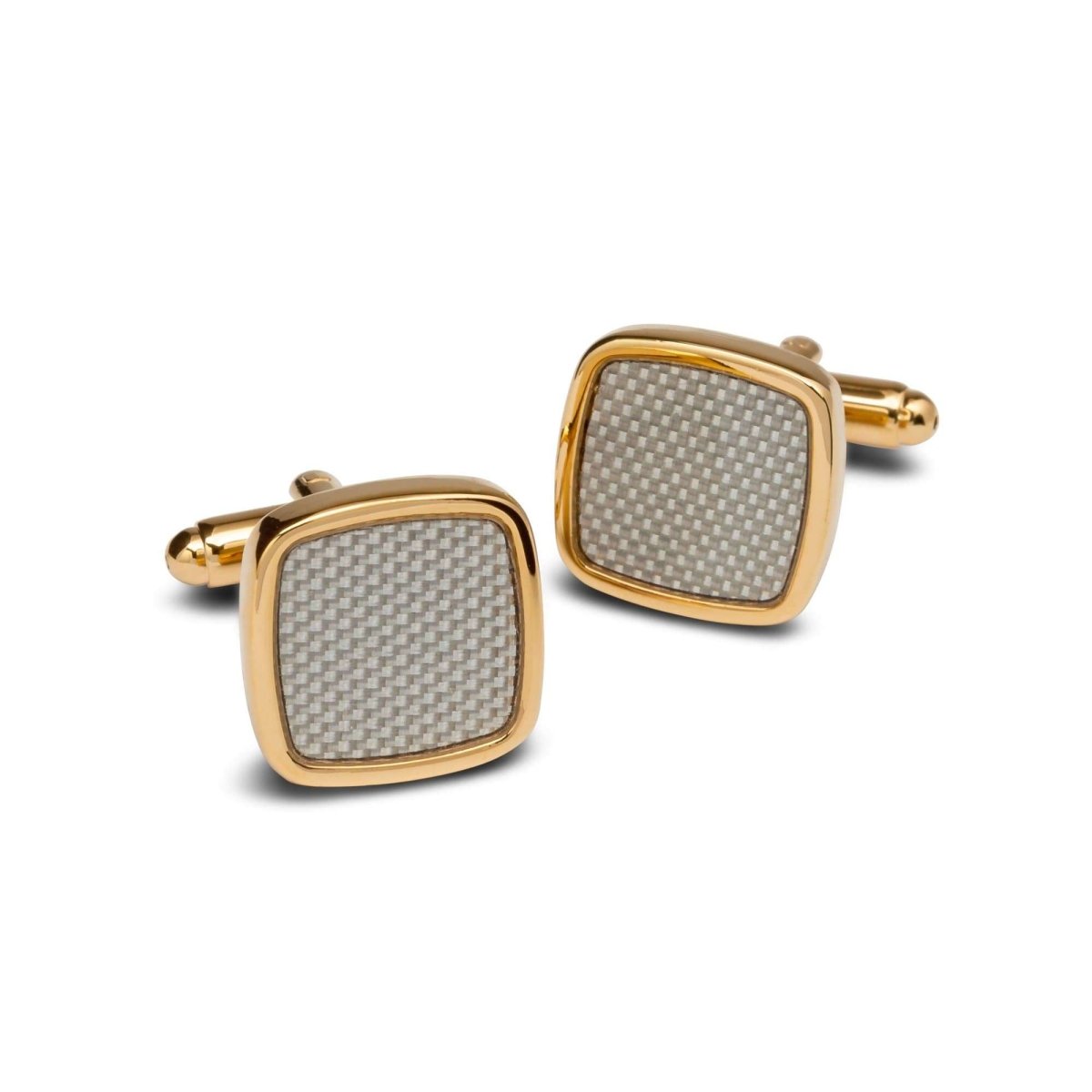Textured Silver Gold Edged Square Cufflinks - MenSuits