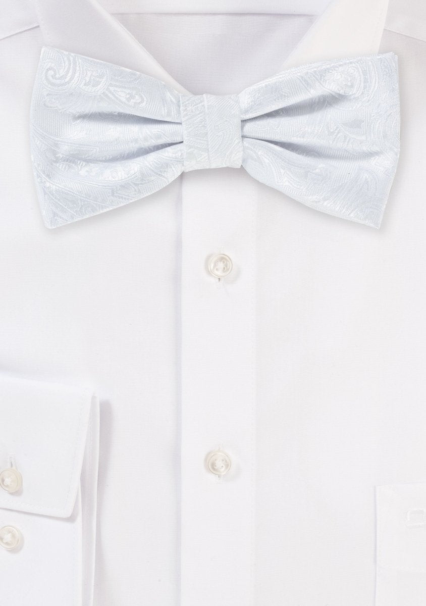 White Proper Paisley Bowtie - MenSuits